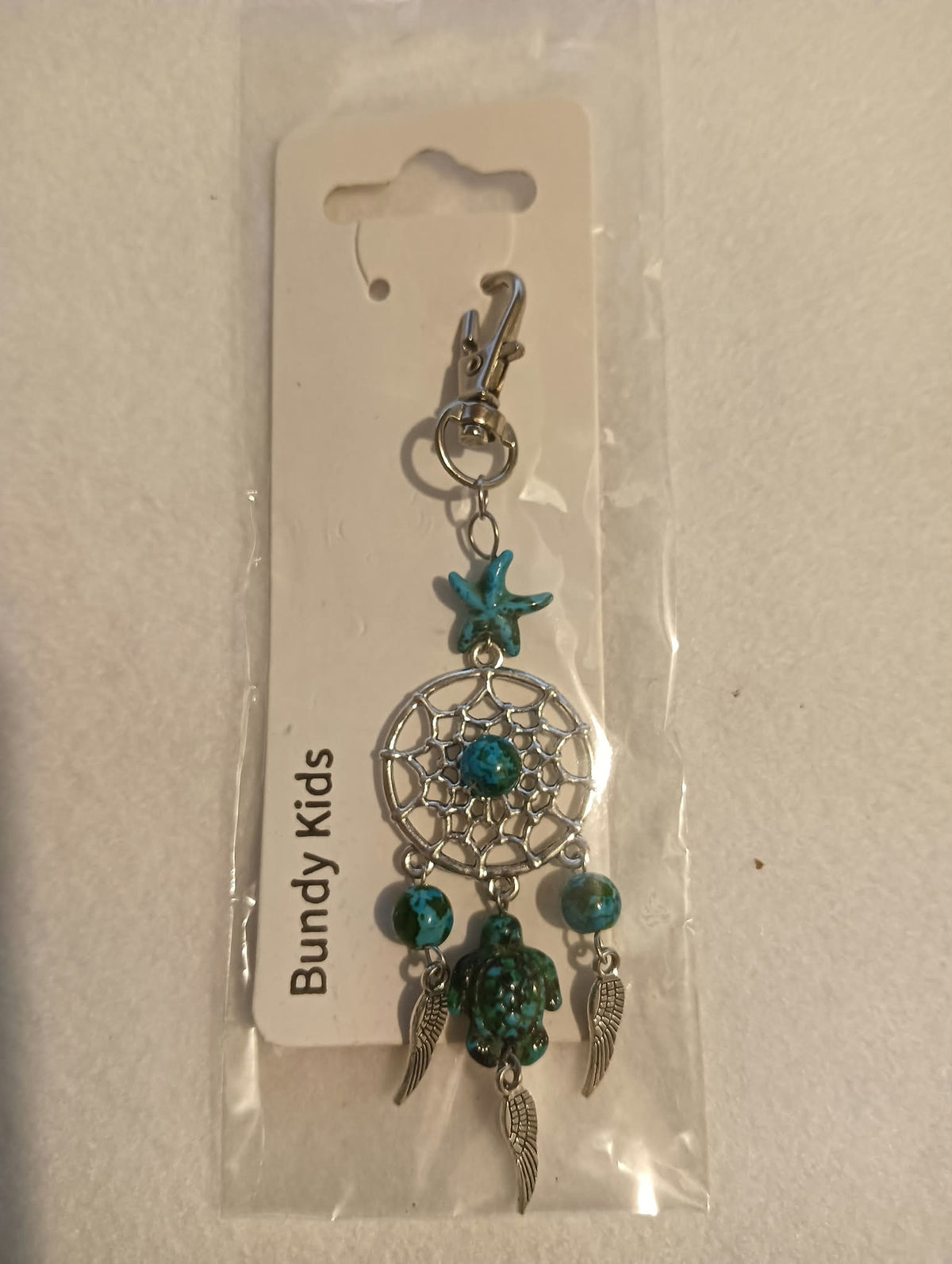 Teal/Black Turtle Dream Catcher Keyring