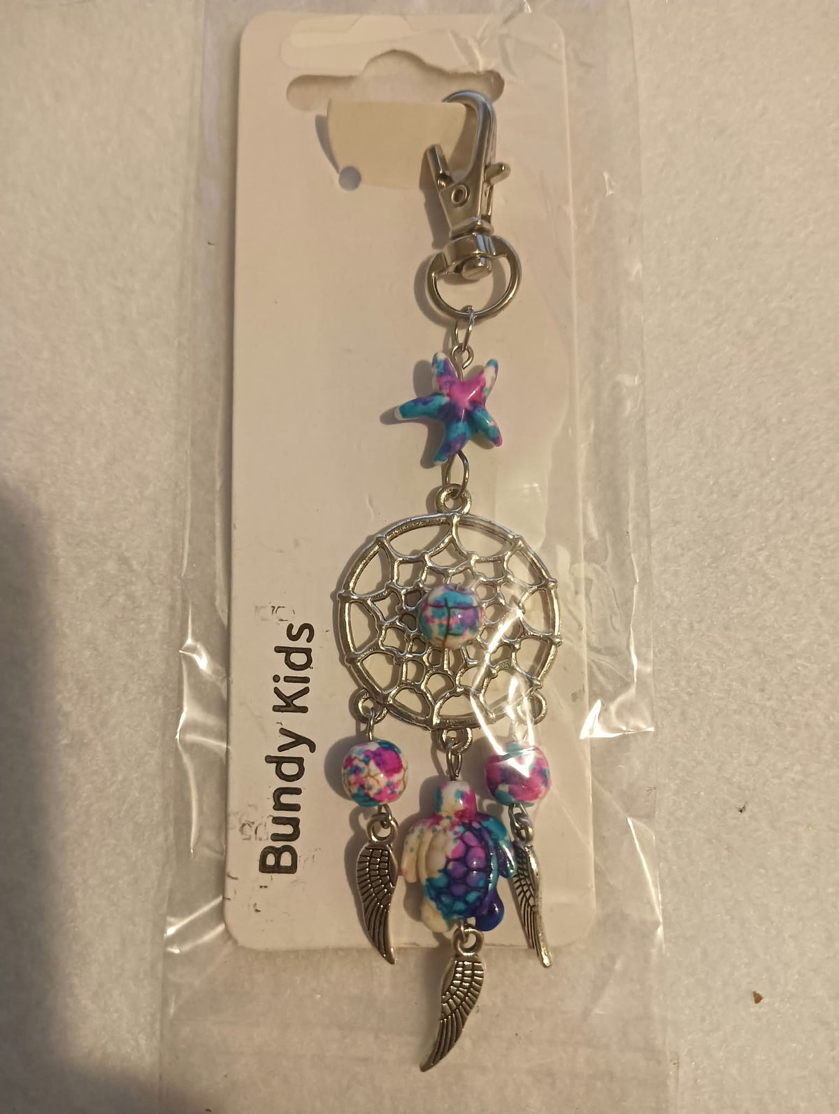 Pink/Blue Turtle Dream Catcher Keyring