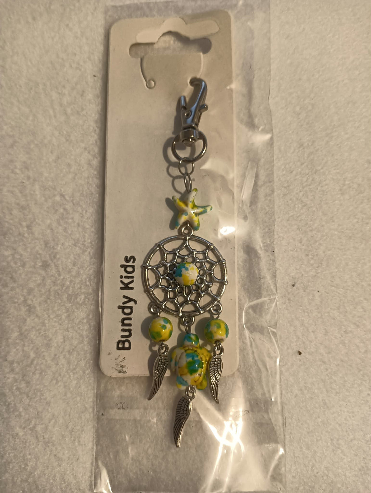 Yellow/Blue Turtle Dream Catcher Keyring