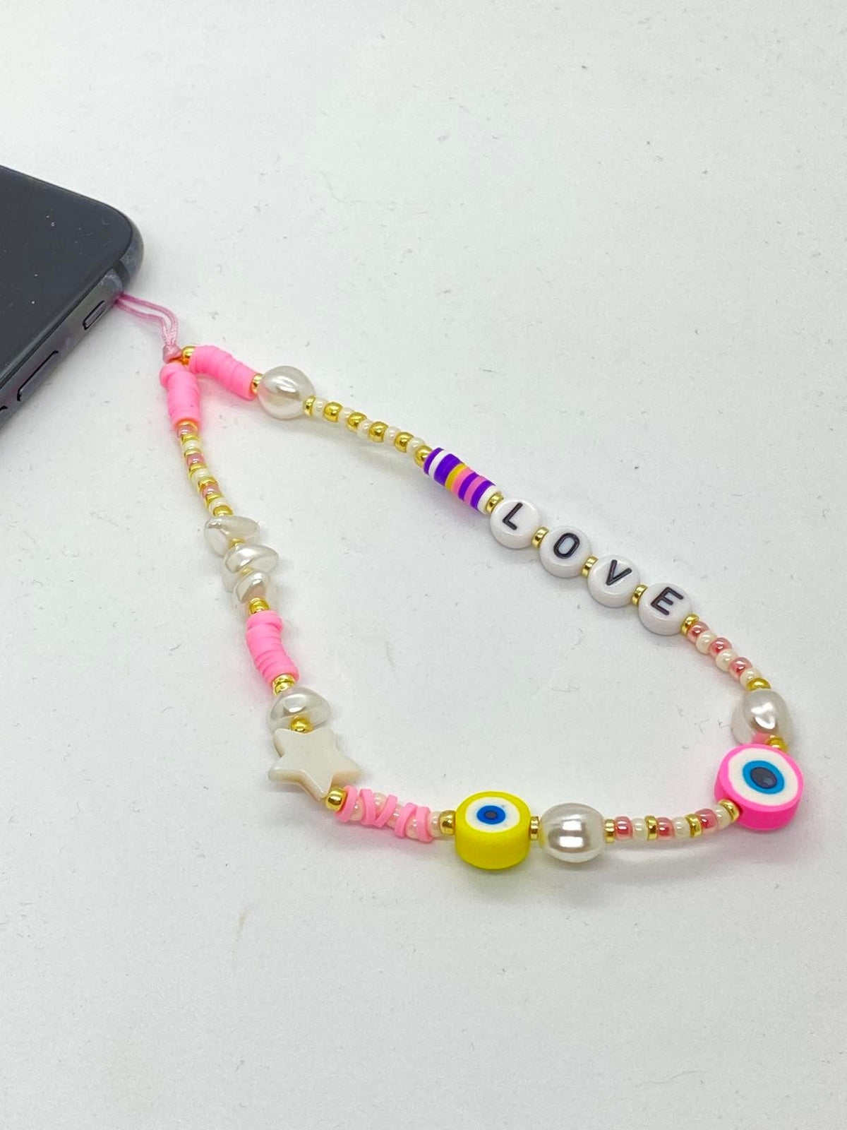 Phone Chain Beads & Pink #17