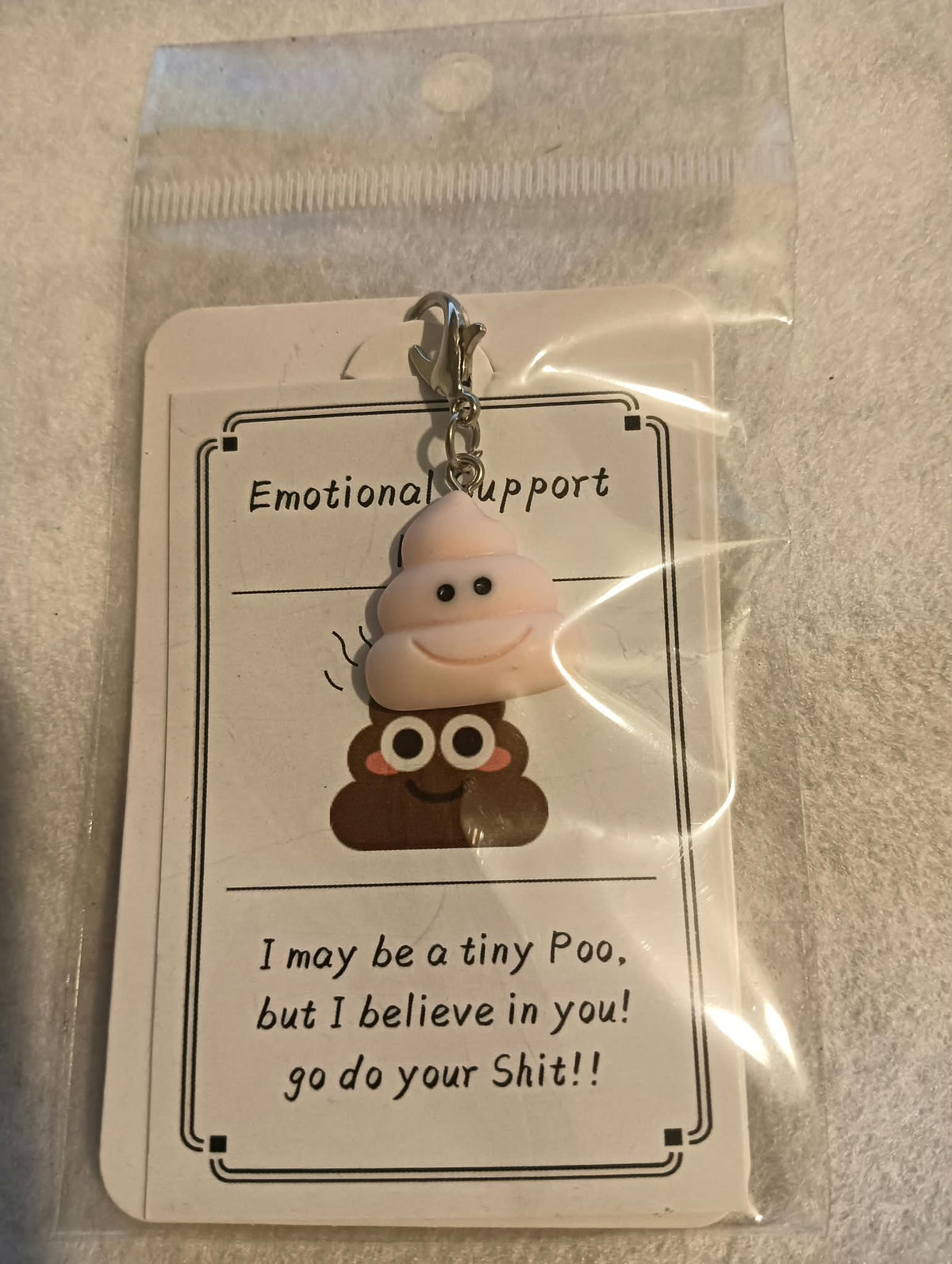 Light Pink Emotional Support Poo Keyring