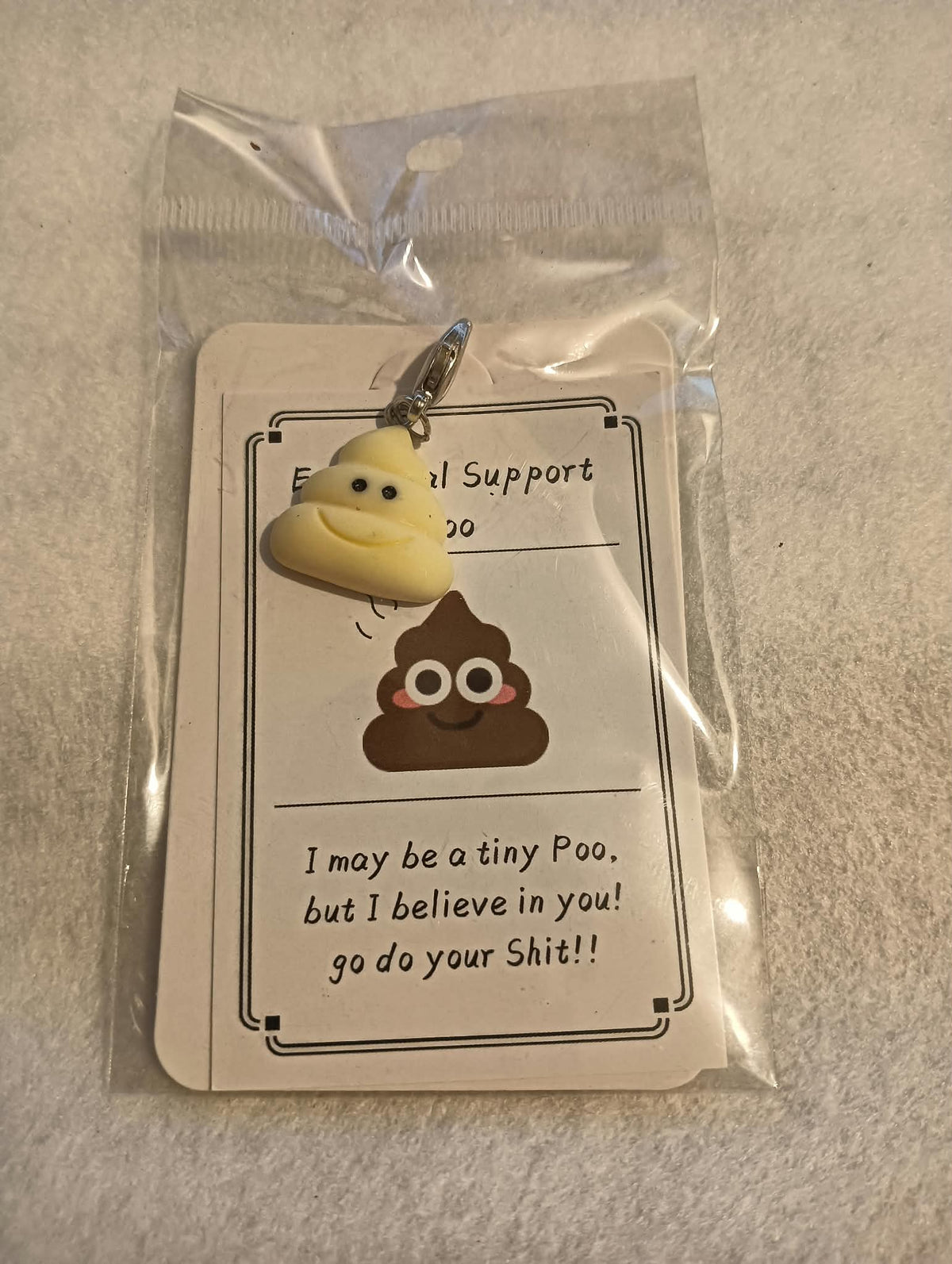 Cream Emotional Support Poo Keyring