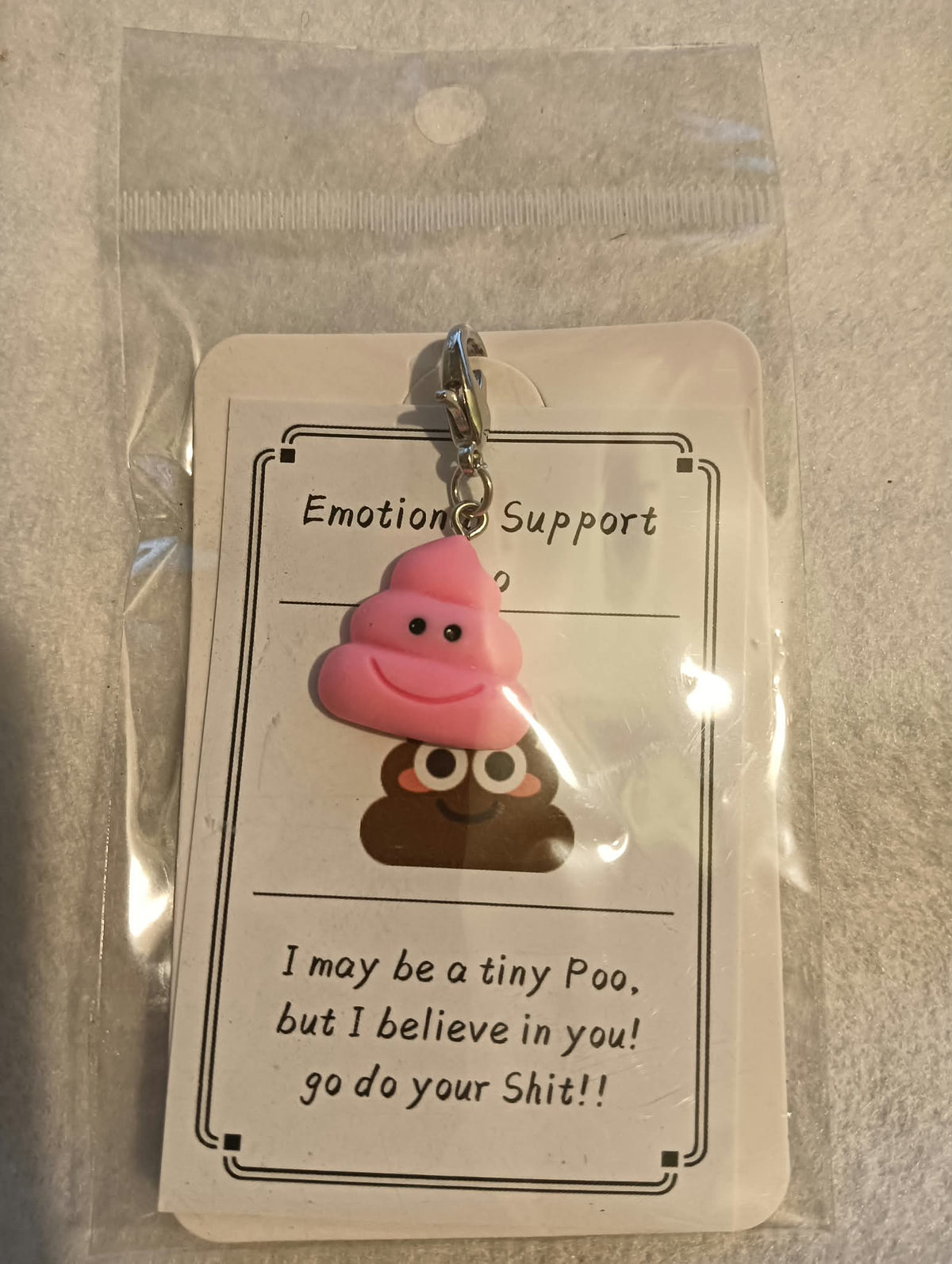 Pink Emotional Support Poo Keyring