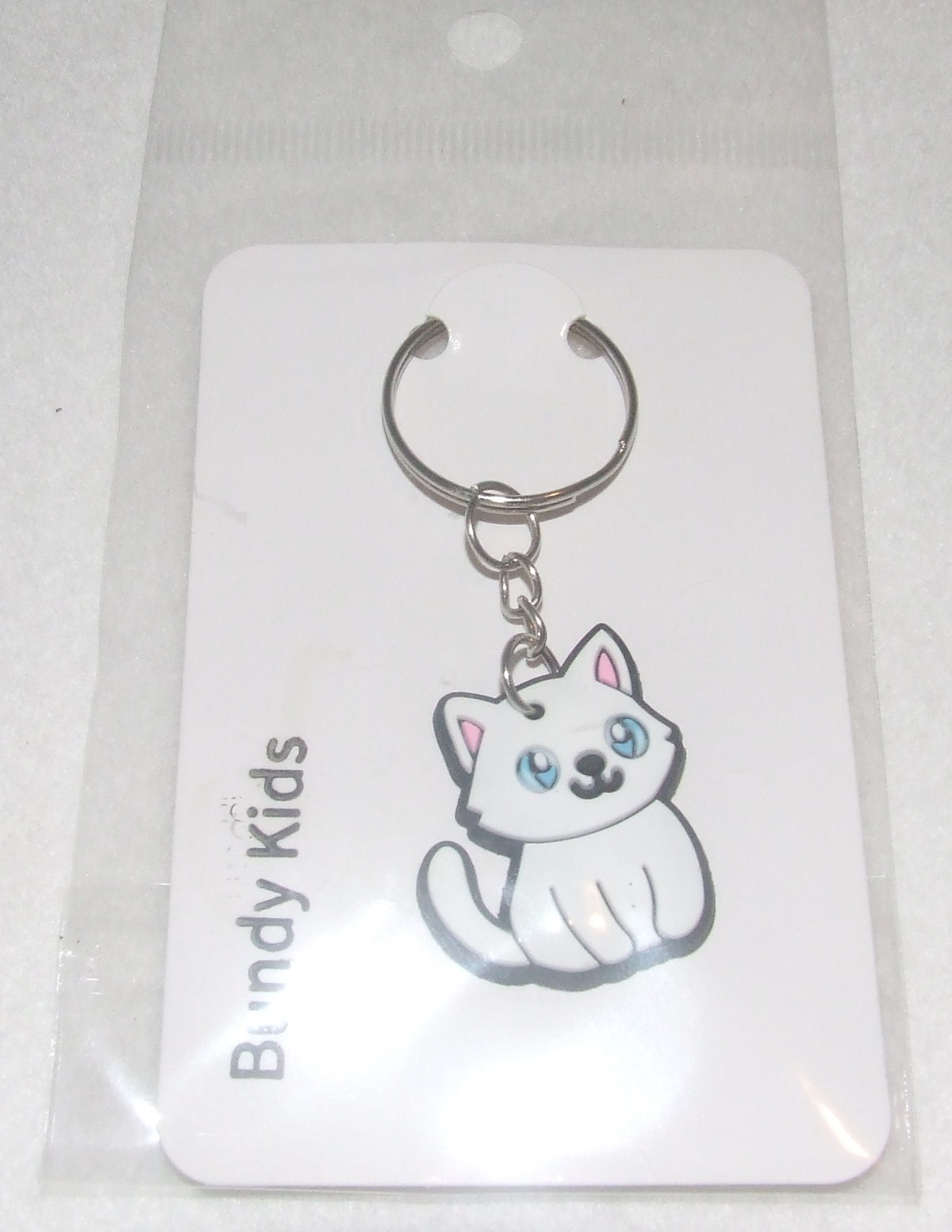 White Kitty Keyring